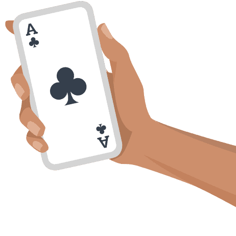 a vector illustration of an arm holding a playing card - ace of clubs